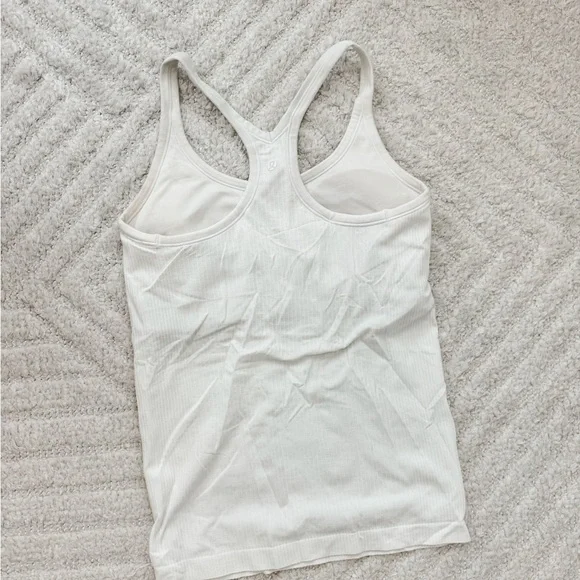 lululemon White Ribbed Ebb to Steet Tank Top - Size 8 - Picture 5 of 5